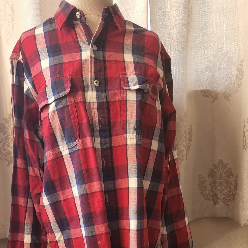 Polo Ralph Lauren Red Blue Plaid Flannel US-RL Naval Shirt